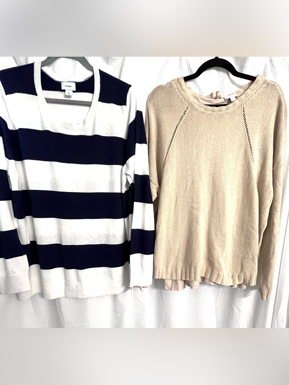 Old Navy Nautical Sweater, & J.Jill Beige Crewneck w/Peekaboo TieBack Bundle